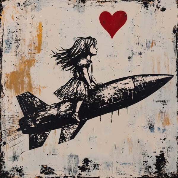 Schablone Mädchen und Rakete