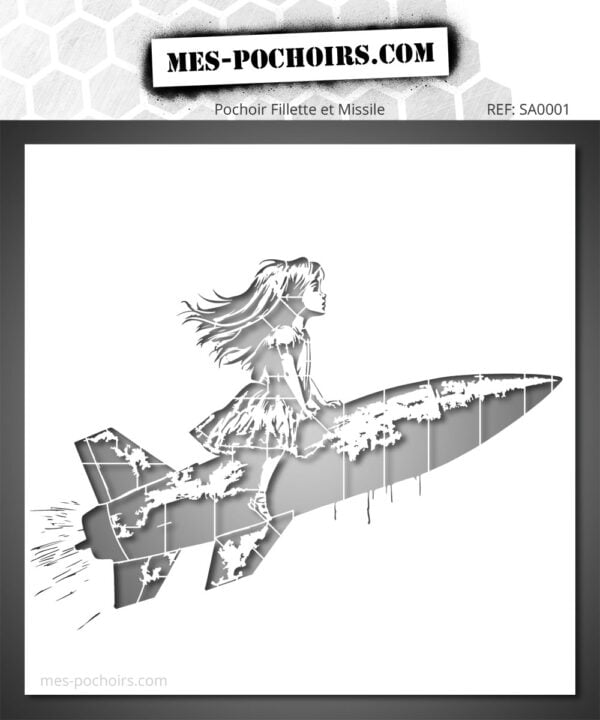 Schablone Mädchen und Rakete