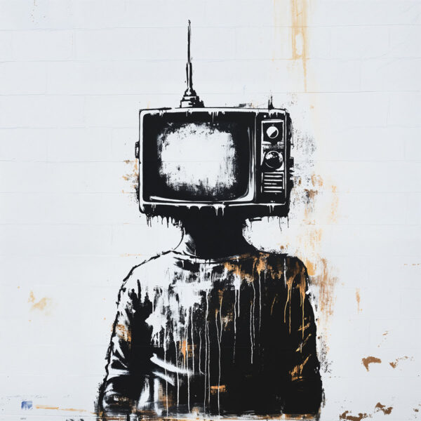 Pochoir Portrait Tête Tv Vintage