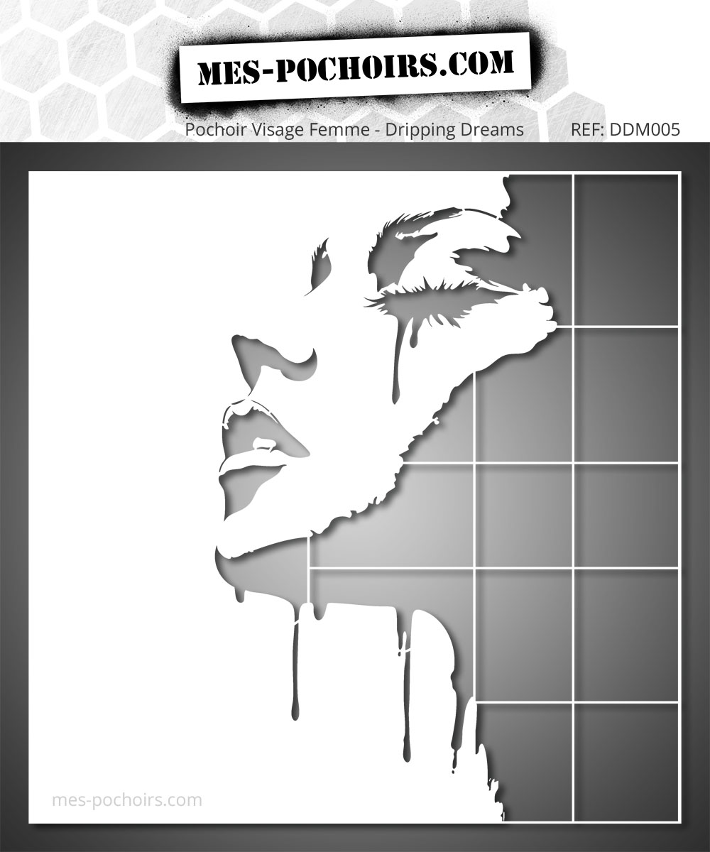 Pochoir Visage Femme Art Déco pour peinture et décoration murale. Haute qualité, réutilisable et idéal pour vos œuvres d’art uniques.