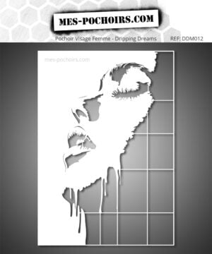 Stencil per pittura e decorazione con faccia gocciolante effetto street art. Alta qualità, riutilizzabile, perfetto per artisti e designer.