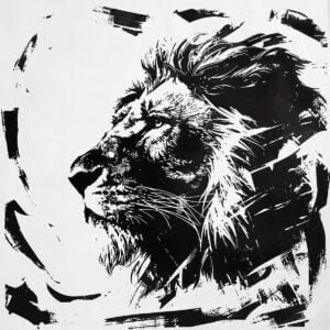 Pochoir peinture tête lion
