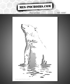 Oso polar de pie en el agua, silueta detallada para decoración de pared, arte de la fauna y proyectos de bricolaje