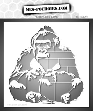 Gamer Gorilla stencil, een krachtig ontwerp voor kunstenaars en schilders. Maak een origineel kunstwerk met dit herbruikbare stencil, verkrijgbaar in verschillende maten!