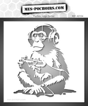 Herbruikbaar Gaming Monkey stencil van hoge kwaliteit, ideaal voor schilderen, fresco's of krijtborden, verkrijgbaar in verschillende maten voor een unieke geeky look.