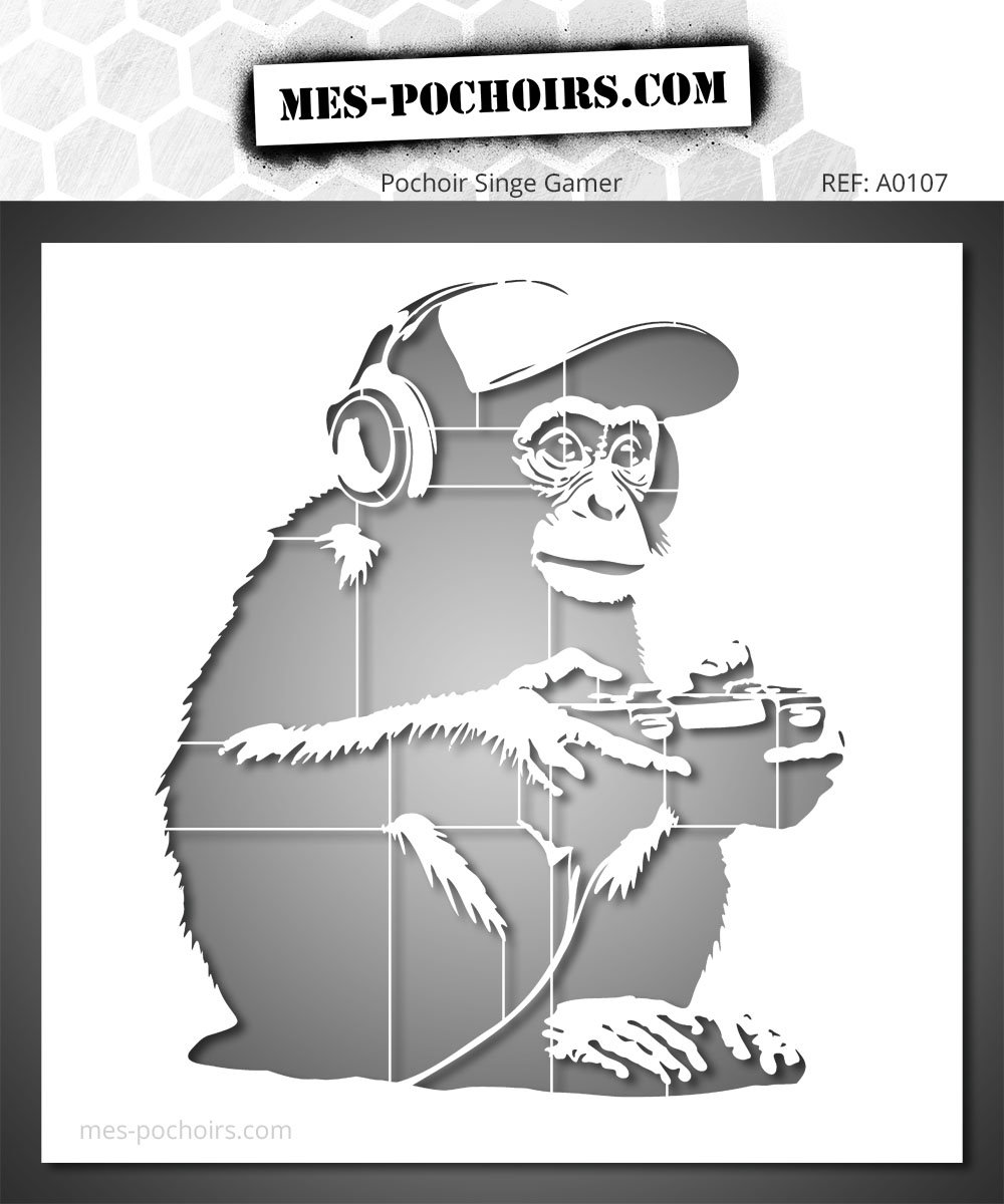 Plantilla Geek Monkey para artistas y decoradores. Crea una obra de arte única con esta plantilla reutilizable de alta calidad.