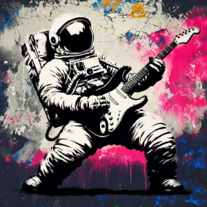 Stencil Rockstar Astronaut per dipinti e opere d'arte. Create uno stile spaziale unico con questo stencil riutilizzabile di alta qualità.