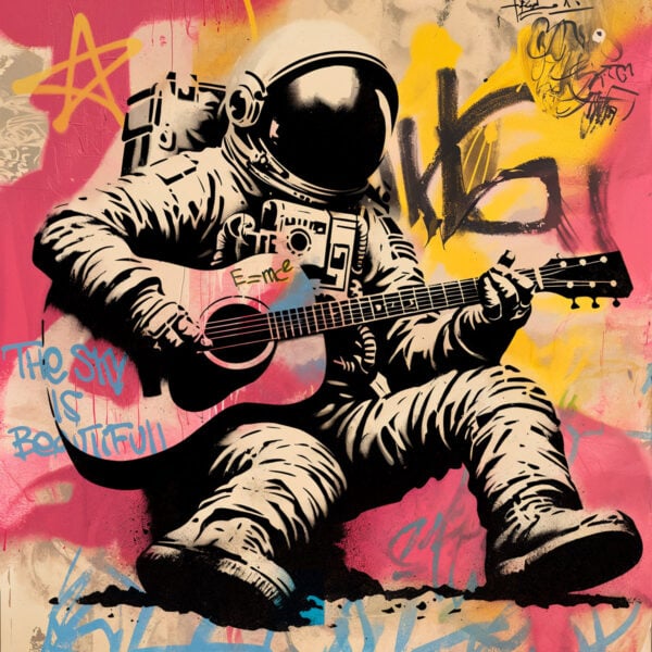 Pochoir Astronaute Guitare Acoustique