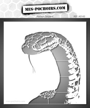 Pochoir tête de serpent, idéal pour personnaliser murs, meubles, tissus ou projets de décoration créative.