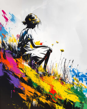 Stencil ragazza sognante - Instant Suspendu et Poésie Visuelle