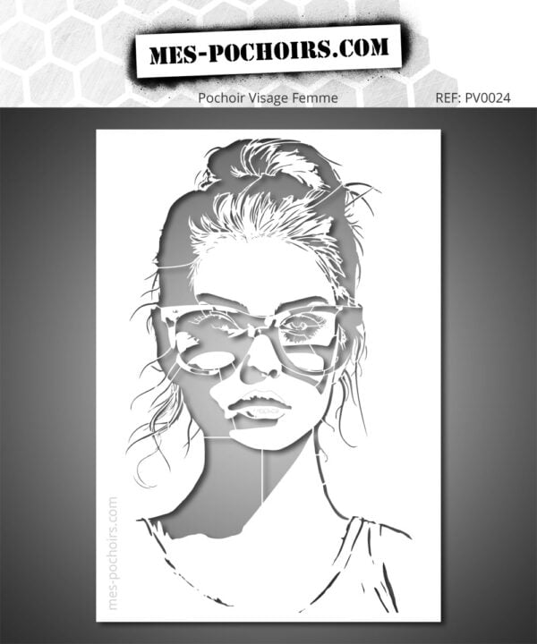 Schablone Gesicht Frau Brille