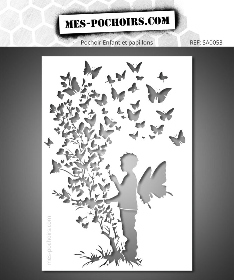 Pochoir enfant et papillons design bucolique réversible — free download