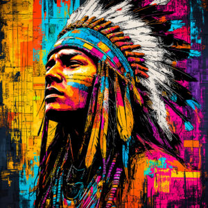 Schablone für indianische Häuptlinge mit zeremonieller Kopfbedeckung, ein starkes Werkzeug für Maler. Wiederverwendbar, hochpräzise, in verschiedenen Größen erhältlich.