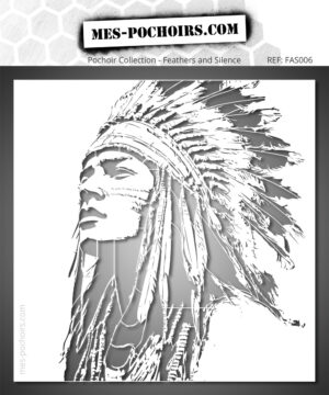 Schablone für indianische Häuptlinge mit zeremonieller Kopfbedeckung, ein starkes Werkzeug für Maler. Wiederverwendbar, hochpräzise, in verschiedenen Größen erhältlich.