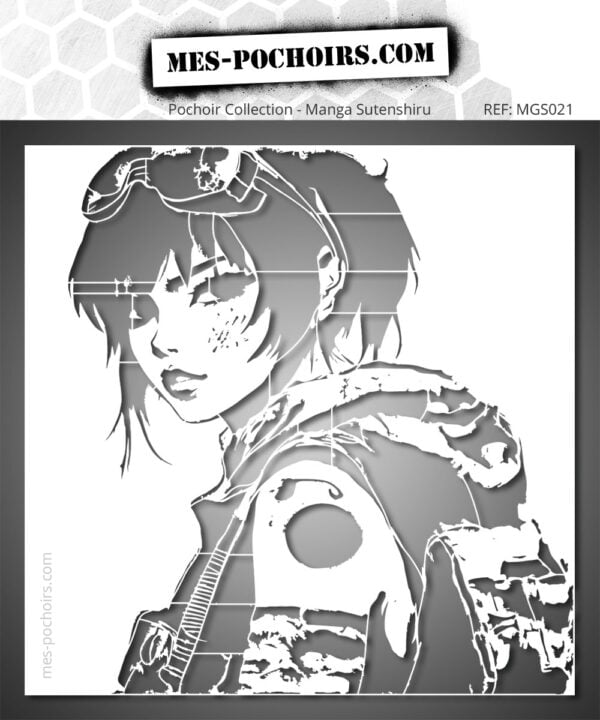 Manga-Schablone einer Stadtkriegerin - starke weibliche Figur im japanischen Pop-Stil