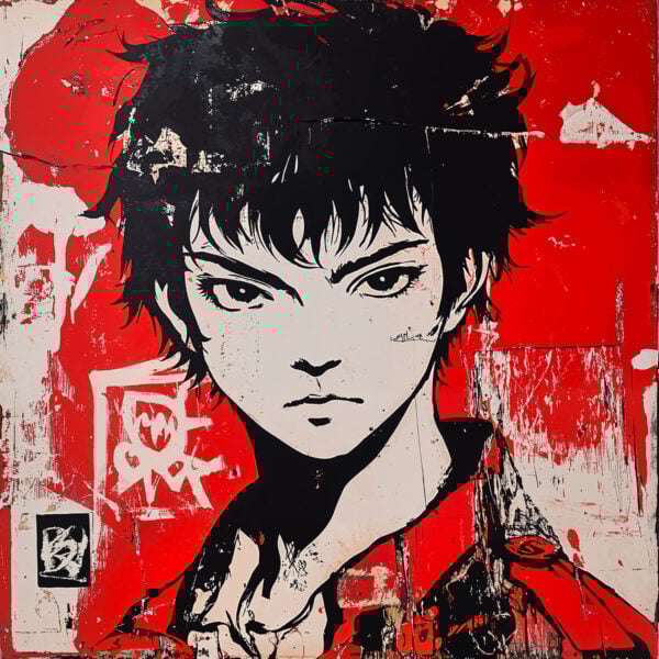Young Boy Manga Stencil