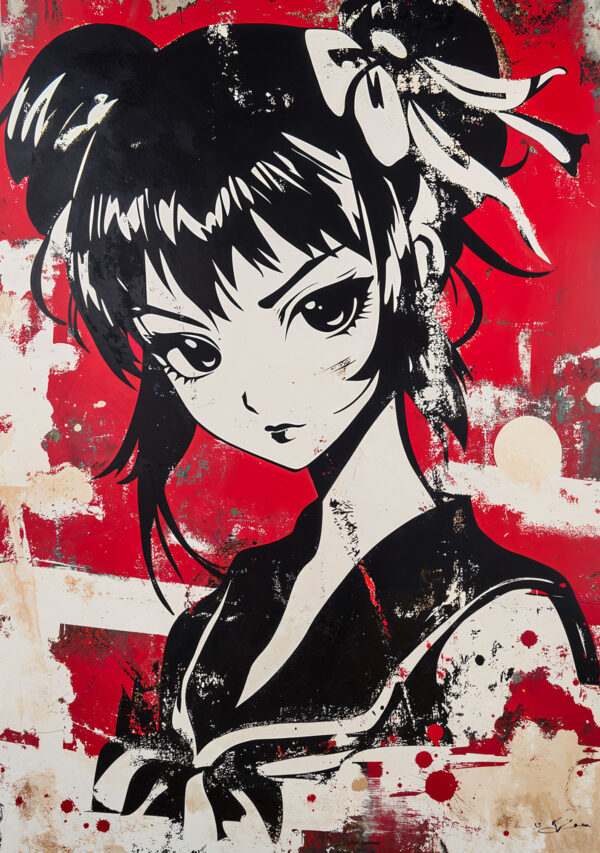 Pochoir Fille Manga Rebelle
