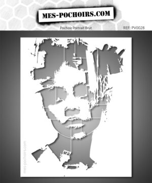 Gefragmenteerd gezichtstencil voor schilderen of muurdecoratie. Hoge kwaliteit, herbruikbaar, perfect voor schilderen en creatieve projecten.