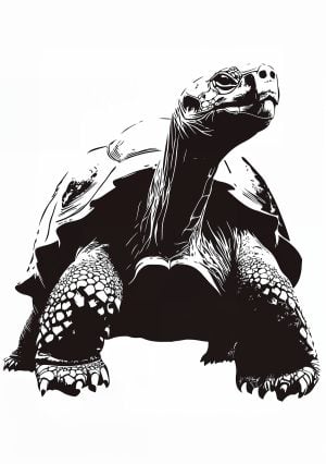 Stencil Tartaruga gigante delle Galapagos - disegno dettagliato per decorazioni murali o opere d'arte