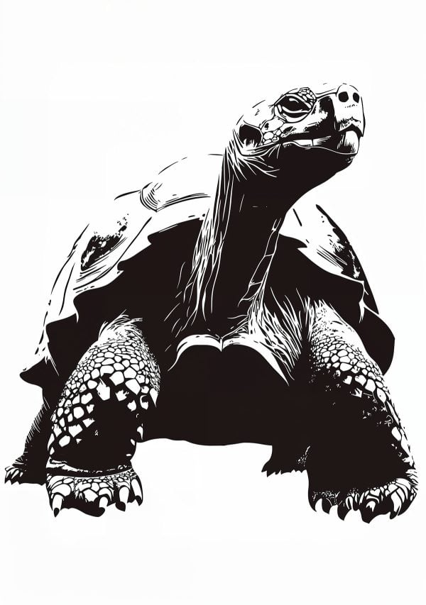 Pochoir Tortue Géante des Galápagos – design détaillé pour décoration murale ou artistique