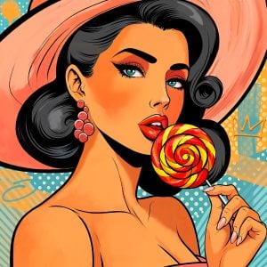 Oeuvre réalisable avec le Pochoir Style Pop Art – peindre facilement des motifs colorés et graphiques inspirés du Pop Art pour une décoration murale originale.