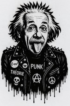 You can use the Albert Einstein Punk Stencil to paint raw urban art inspired by Banksy, expressive graffiti in the style of New York street art.
