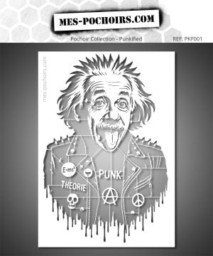Albert Einstein Punk stencil - Raw street art style portrait, Banksy influence, New York graffiti, emotionally powerful visual