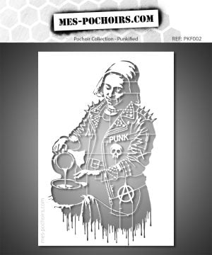 La Laitière punk stencil: a raw, urban take on a classic, in a street art style inspired by Banksy