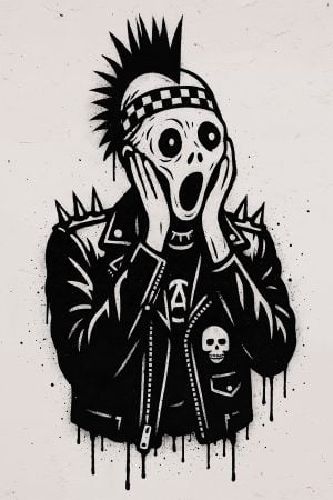 Le Cri punk stencil - expressive urban art, a strong visual link between classical culture and raw aesthetics