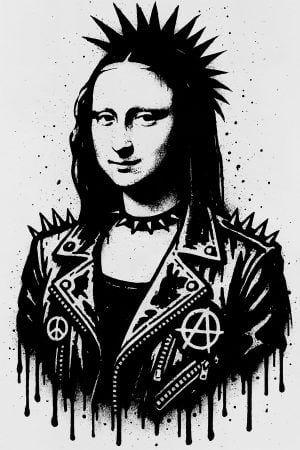 Portrait using the Mona Lisa Punk Stencil - The famous Mona Lisa reinterpreted in a unique version
