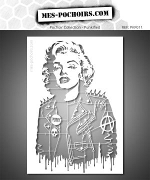 Icona del glamour trasformata in figura ribelle, lo stencil Marilyn Monroe Punk rivisita la star hollywoodiana in uno stile street art di grande impatto. A metà strada tra eleganza e provocazione, questo disegno fonde l'aura mitica di Marilyn con la cruda energia del movimento punk.