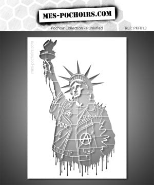 Pochoir Statue de la Liberté Punk – portrait style street art urbain brut, influence Banksy, graffiti et street art new-yorkais