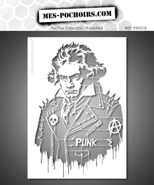 Pochoir Beethoven Punk - ritratto in stile street art urbain brut - Un visual che ribalta i codici