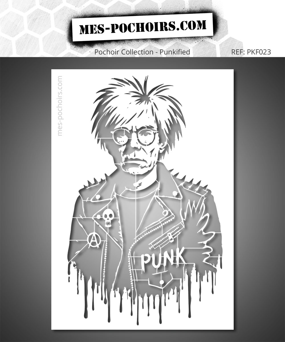 Warhol Punk stencil - street art stijl portret