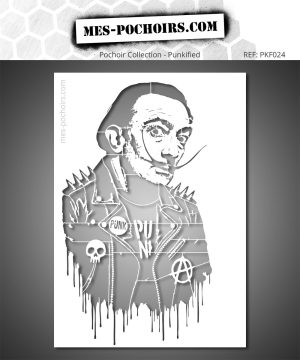 Dit Dali Punk stencil combineert kunst en provocatie in een gedurfd, hard-hitting ontwerp. Ideaal om je creaties een eigenzinnig, vrij en resoluut underground tintje te geven.