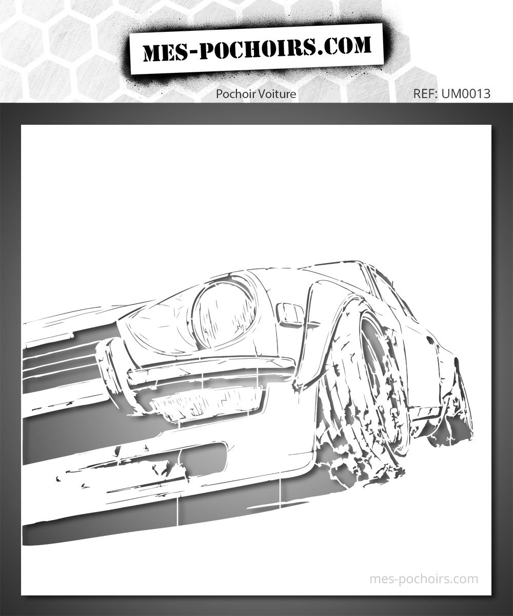 Pochoir voiture sportive iconique design automobile - parfait pour décoration, création artistique.