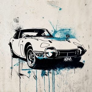 style vintage pour customisation avec le pochoir voiture japonaise Toyota 2000GT