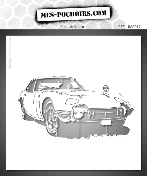 Stencil per auto giapponesi Toyota 2000GT - sagoma di coupé sportiva retrò per decorazioni murali, tessuti o progetti artistici