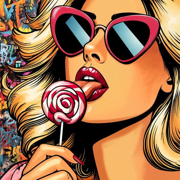 Portret van een glamoureuze vrouw met Pop Art-stencils - voor gedurfde, glamoureuze creaties.