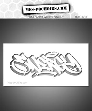 pochoir graffiti Wildstyle Energy avec contours ombrés et effet 3D unique : typographie explosive, pleine de mouvement et d’intensité, pour un rendu urbain percutant