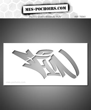 pochoir mot Fun version Wildstyle - Graffiti freestyle, ludique et expressif. Parfait pour apporter une touche street art joyeuse et créative.