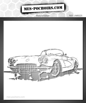 Pochoir Voiture Vintage Corvette – pochoir automobile classique pour décoration murale et customisation