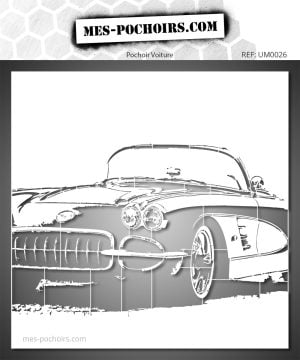 Pochoir Corvette Style Rétro – modèle de pochoir voiture américaine rétro, muscle car, décoration artistique et DIY