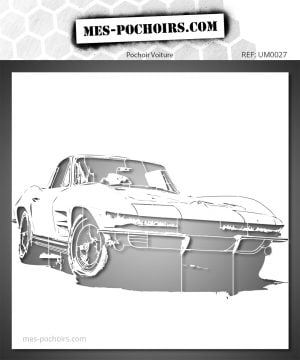 Pochoir Corvette 1963 – pochoir automobile vintage pour customisation meuble, textile, mur et projets créatifs