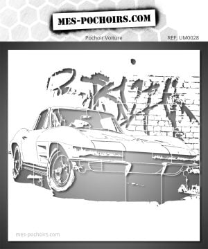 Pochoir Urbain Corvette – pochoir automobile street art pour customisation meuble, textile, mur et projets créatifs