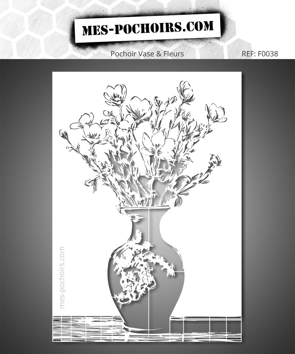 Questo stencil Vase de Fleurs Sauvages, con il suo tratto sottile e contrastante, ricorda un'incisione in studio. Ideale per creare decorazioni raffinate e poetiche, si adatta a ogni stile, dal fascino retrò all'ambiente contemporaneo.