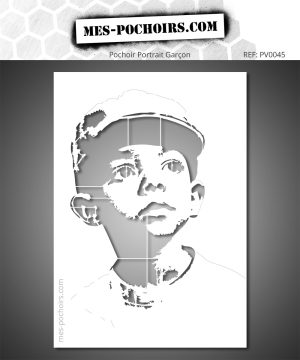 Schablone Kinderporträt Street Art, einzigartiges Modell für urbane Wandgestaltungen und zeitgenössische Kunstwerke.