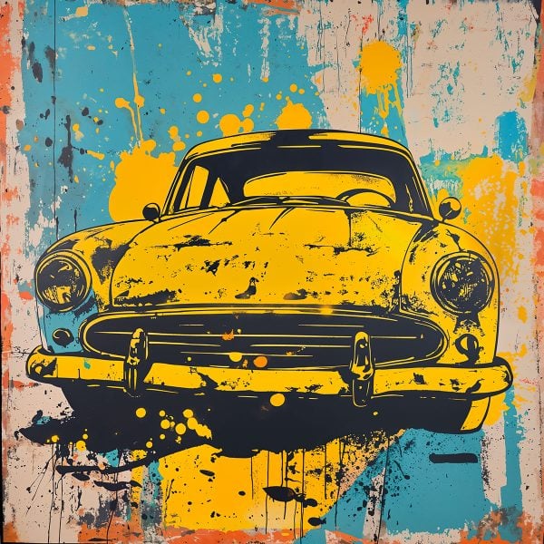 Interprétation réalisée avec le pochoir voiture américaine. L’esprit street art se mêle à la nostalgie du design rétro.