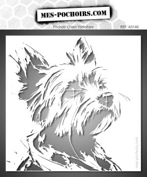 Plantilla detallada de Yorkshire Terrier para decoración y proyectos creativos - reutilizable, reversible, alta calidad profesional.