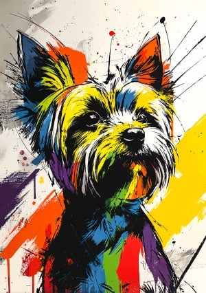 Kunstwerk gemaakt met de Yorkshire Terrier Stencil - gedetailleerd hondenmotief voor decoratie en doe-het-zelf. Gemakkelijk te gebruiken en ongelooflijke resultaten!